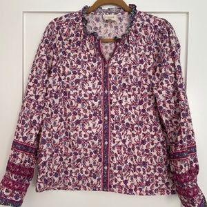 Sezane womens ruffled floral blouse shirt Chic French Size 40 Paris street style